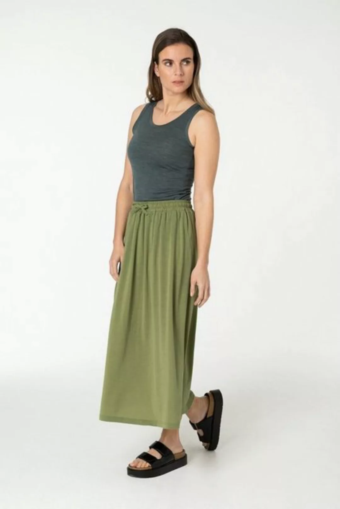 SUPER.NATURAL Maxirock Merino Rock W LONG SKIRT bequemer Merino-Materialmix günstig online kaufen