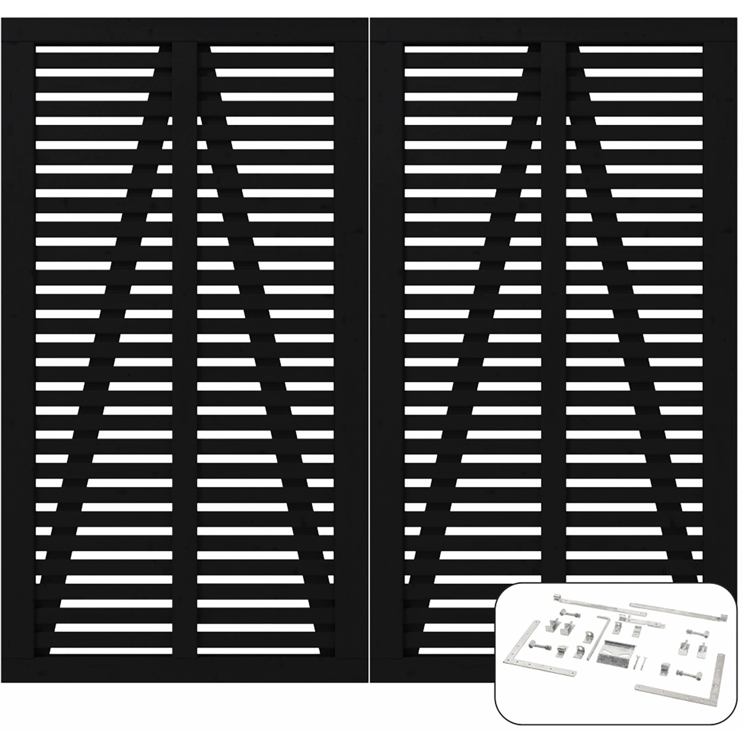 Plus Holz Doppeltor Harmoni Nadelholz Schwarz 200 cm x 180 cm günstig online kaufen