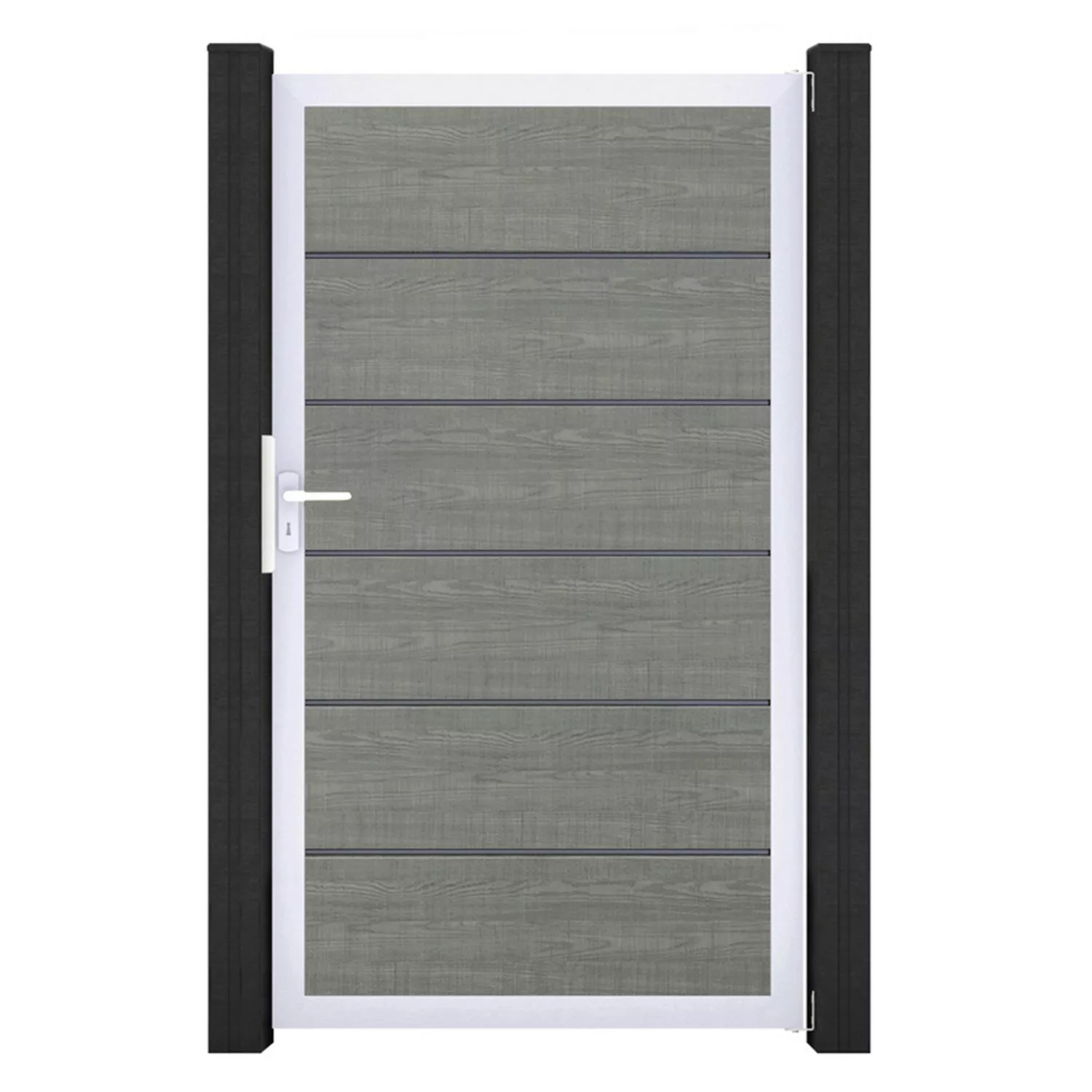 GroJa Tor 1-flg. Basicline Premium 100 cm x 180 cm Grey Ash Cut Rahmen EV1 günstig online kaufen