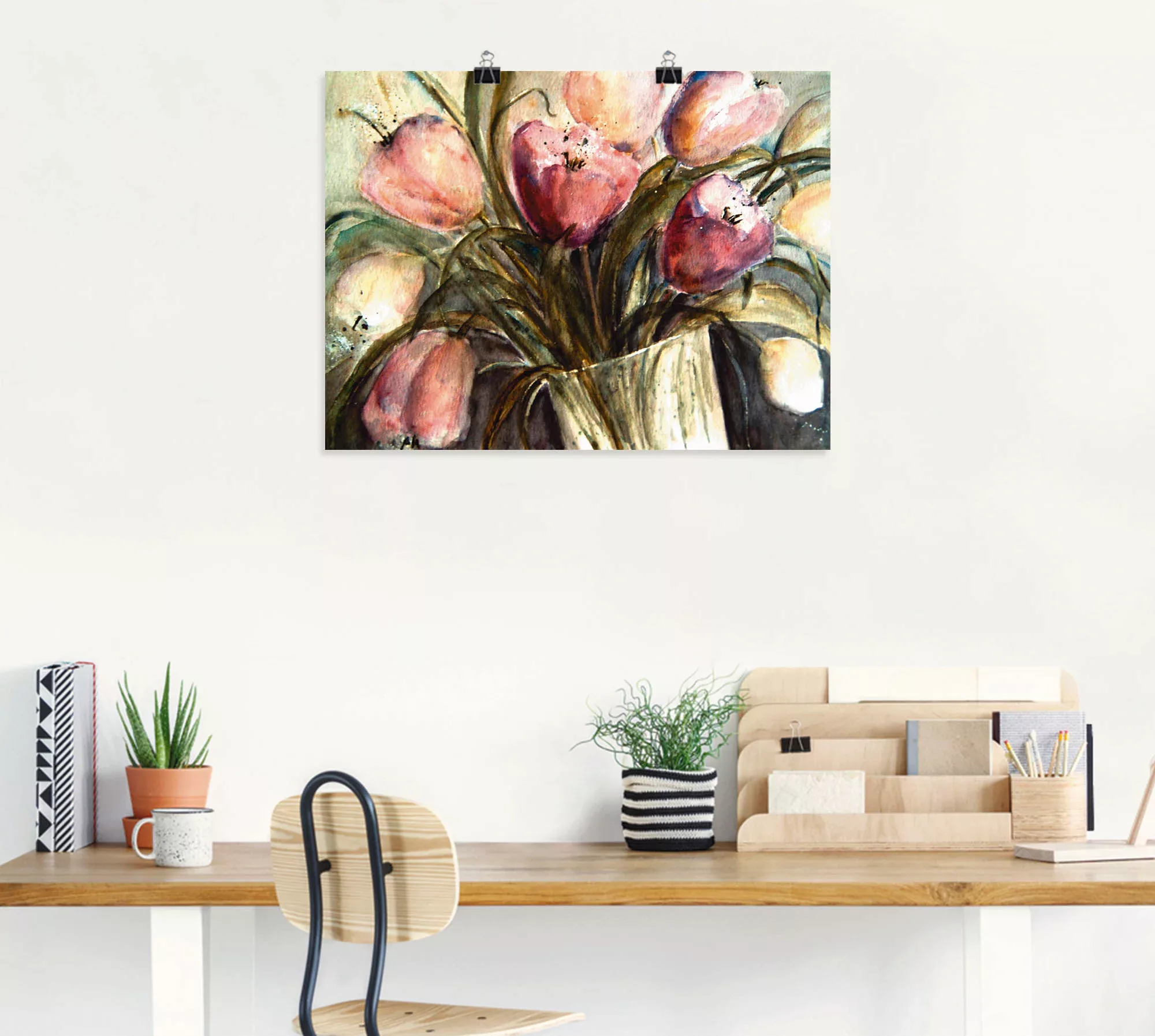 Artland Wandbild "Lila Tulpen in Vase", Blumen, (1 St.), als Leinwandbild, günstig online kaufen