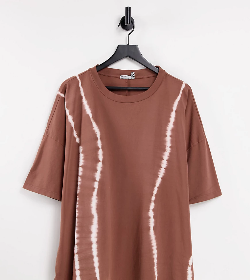ASOS DESIGN Curve – Oversize-T-Shirt mit Batikmuster in Braun günstig online kaufen