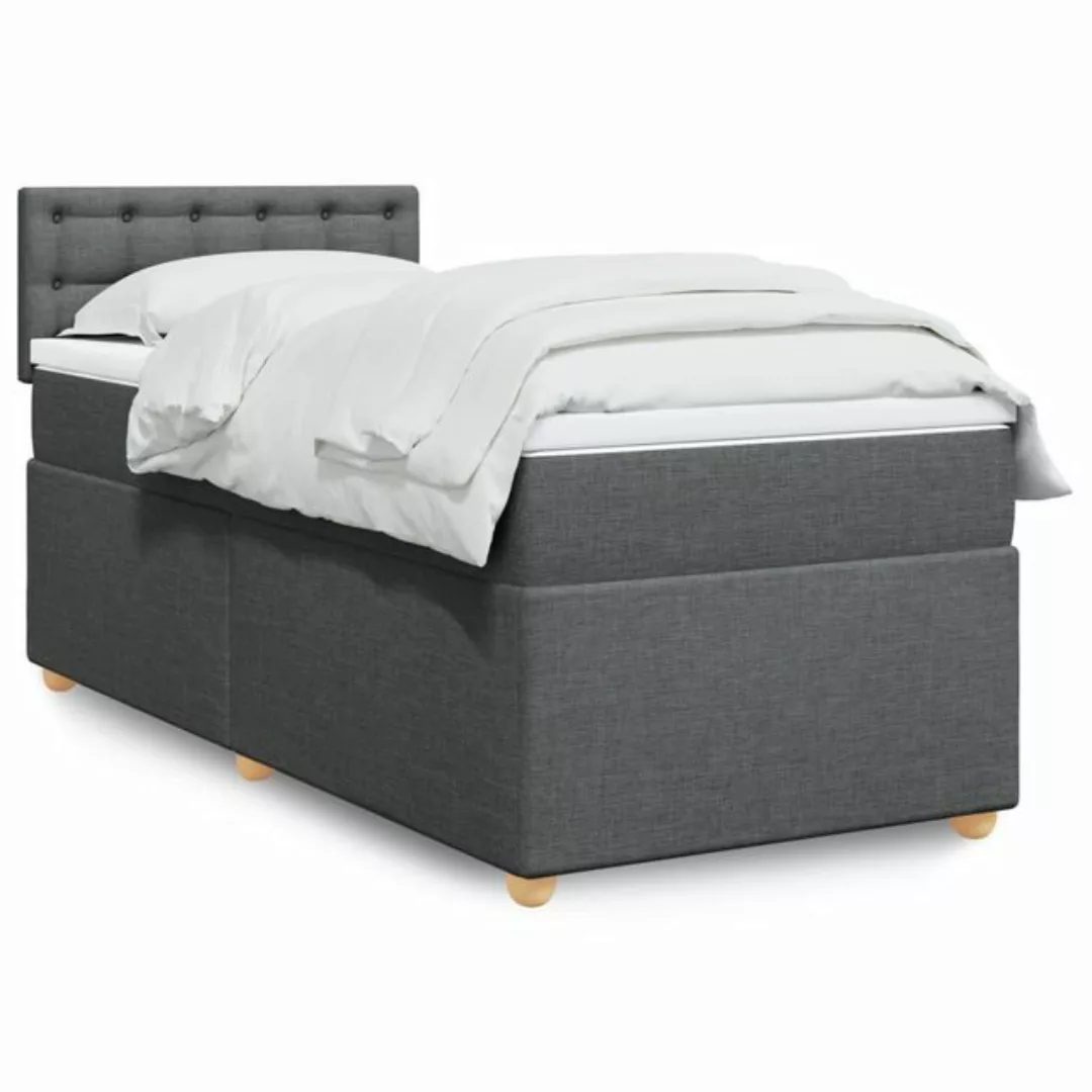 vidaXL Boxspringbett, Boxspringbett mit Matratze Dunkelgrau Stoff günstig online kaufen