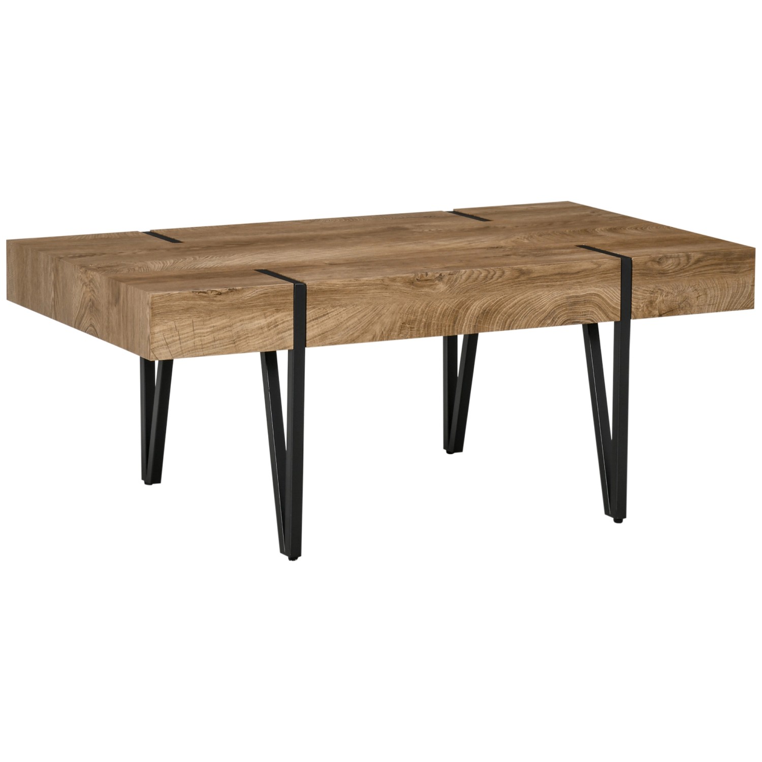 HOMCOM Couchtisch mit Verstellbaren Fußstützen MDF Metall Naturholz 105 x 6 günstig online kaufen
