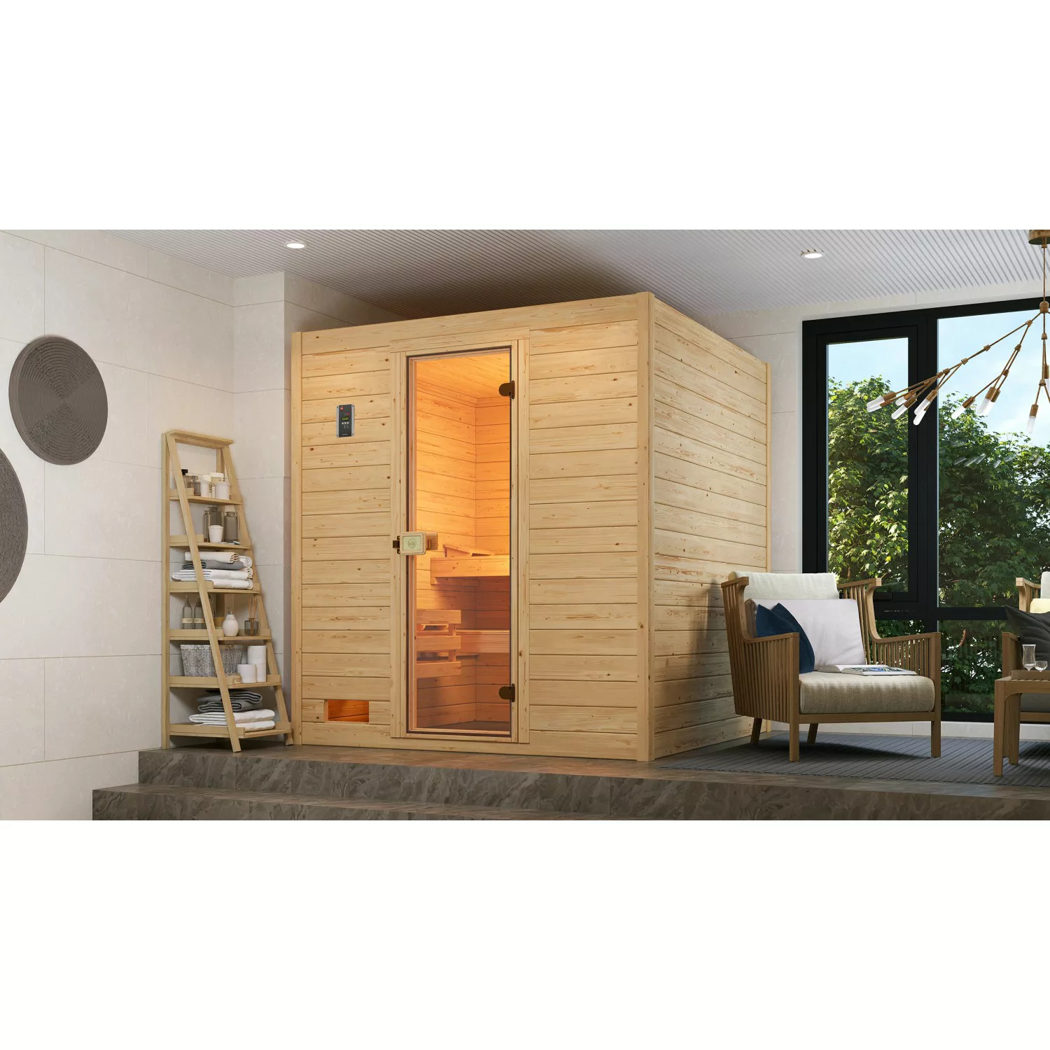 Weka Massivholzsauna Valida 3 Sparset 9,0 kW Kompakt Glastür günstig online kaufen