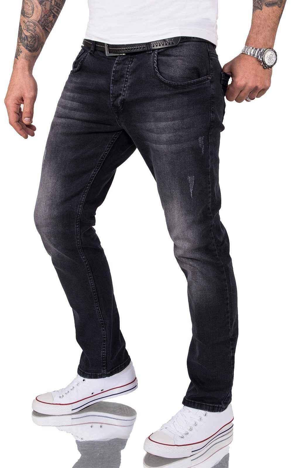 Rock Creek Straight-Jeans Herren Jeans Stonewashed günstig online kaufen