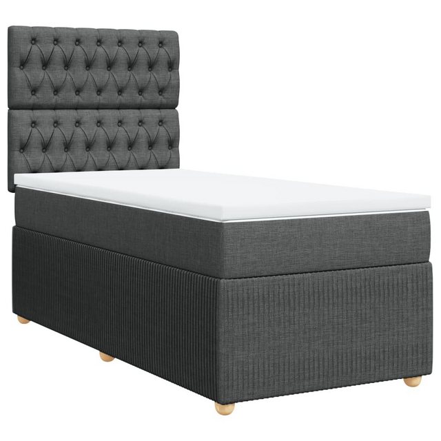 vidaXL Boxspringbett, Boxspringbett mit Matratze Dunkelgrau 90x190 cm Stoff günstig online kaufen