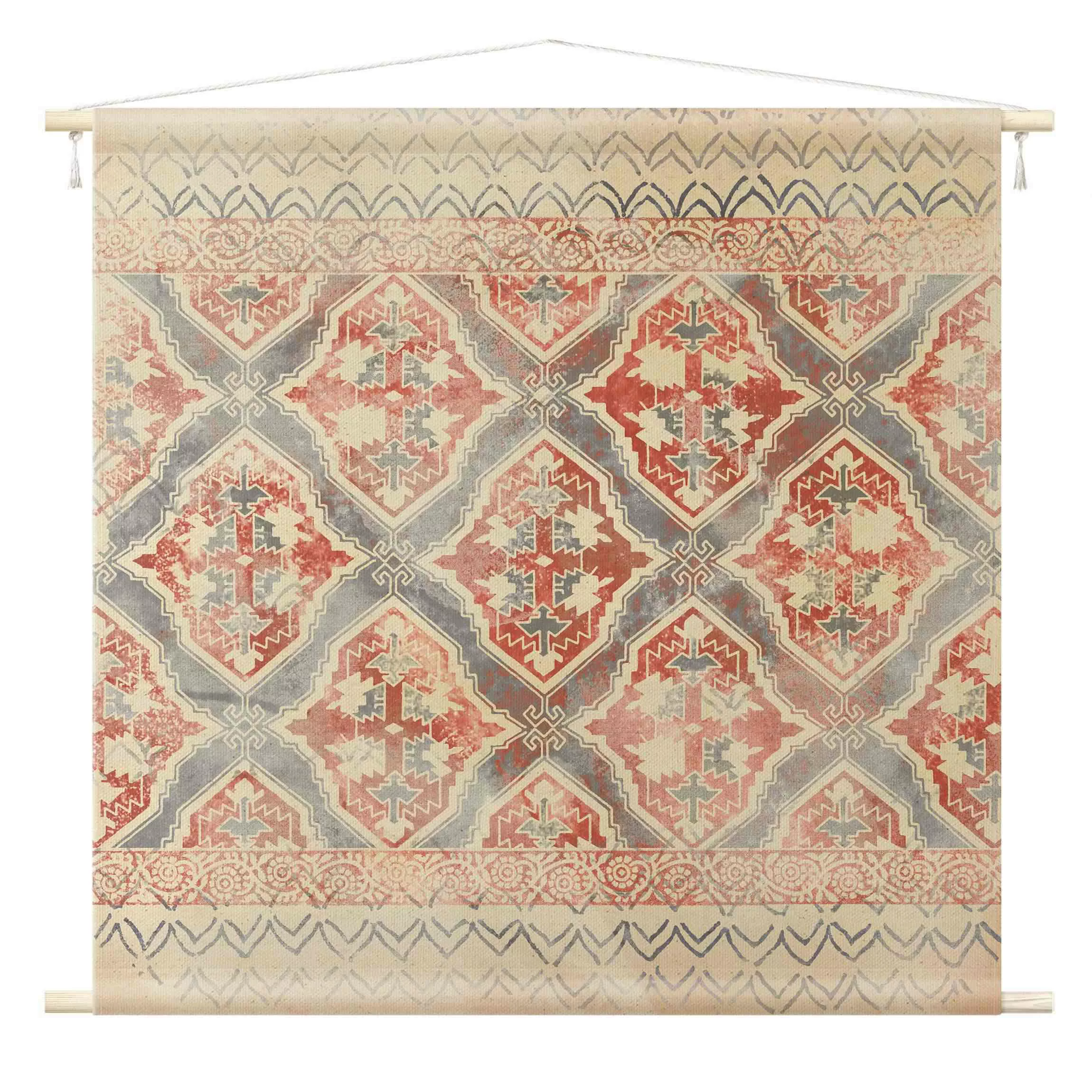 Wandteppich Persisches Vintage Muster in Indigo II günstig online kaufen