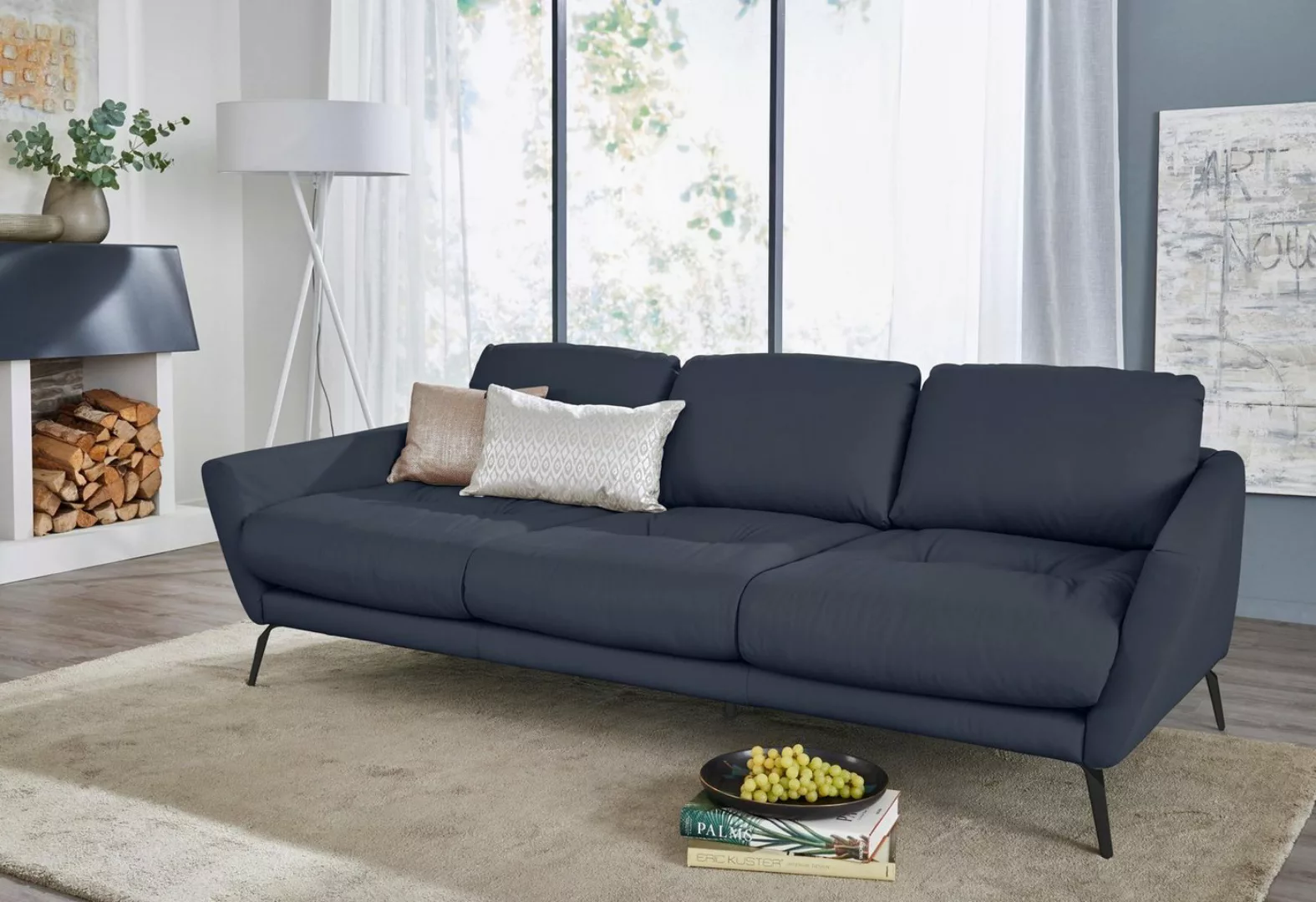 W.SCHILLIG Big-Sofa softy, mit dekorativer Heftung im Sitz, Füße schwarz pu günstig online kaufen