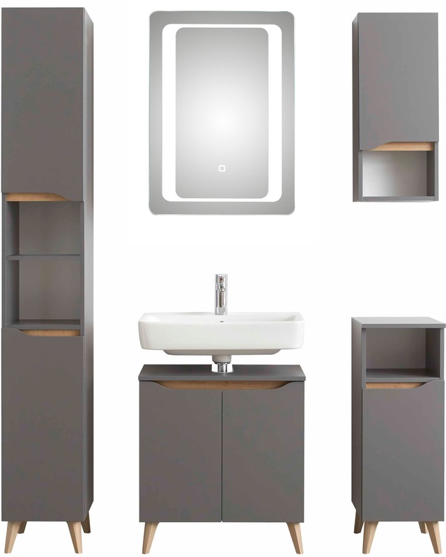 Saphir Badmöbel-Set »Quickset 5-teilig Waschbeckenunterschrank mit LED-Spie günstig online kaufen