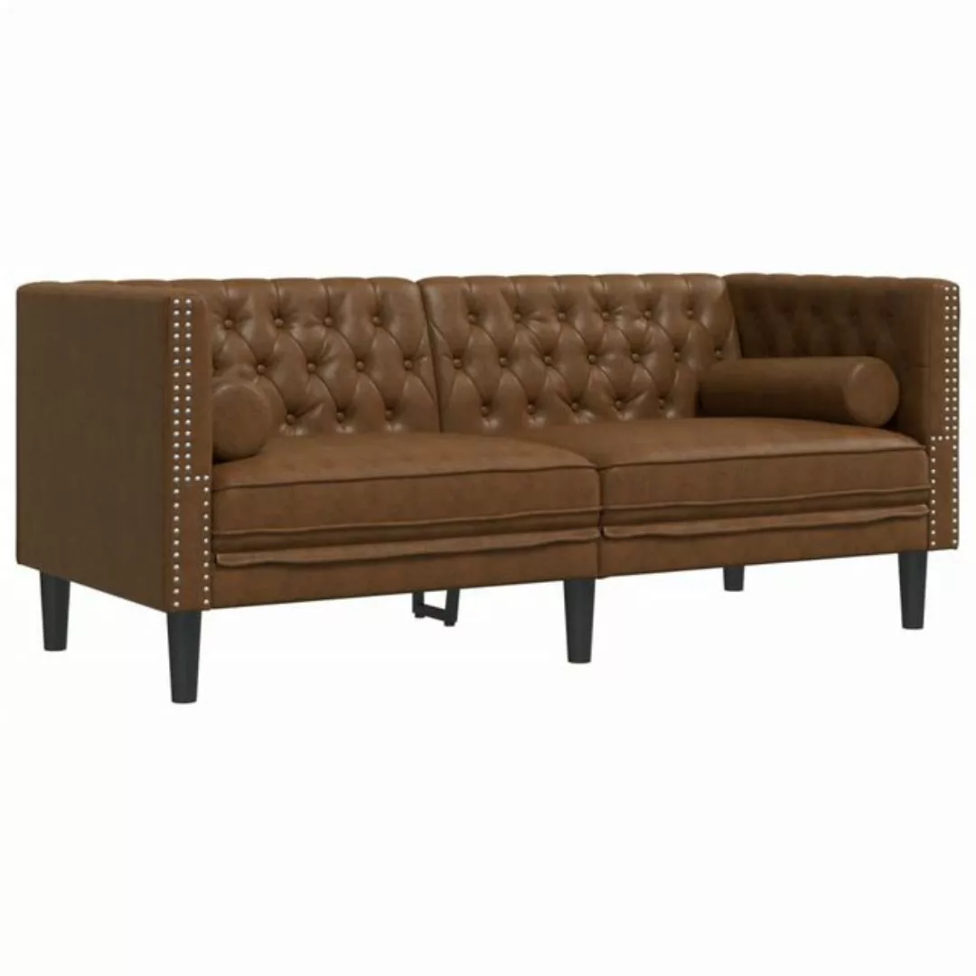 vidaXL Sofa Chesterfield-Sofa 2-Sitzer Braun Kunstleder in Wildleder-Optik günstig online kaufen