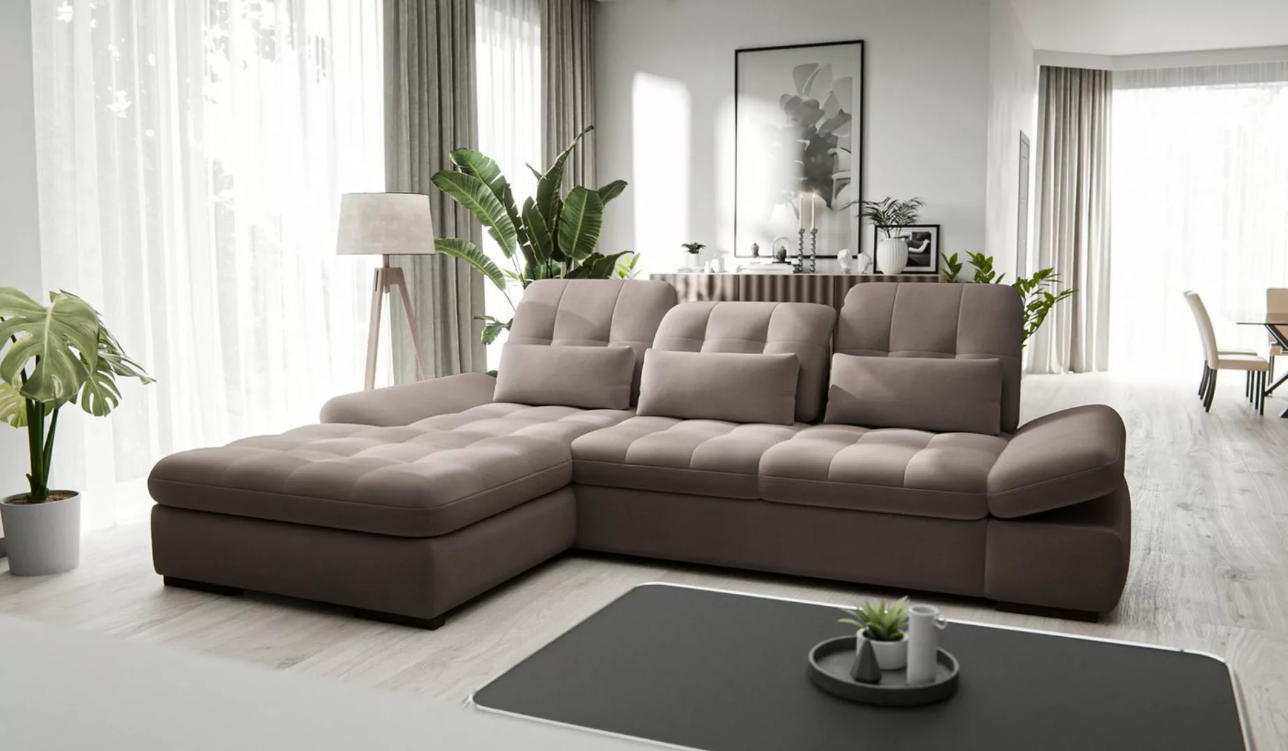 Hygger Möbelhaus Ecksofa Oregon L-Form 300x200 cm. mit Schlaffunktion und B günstig online kaufen