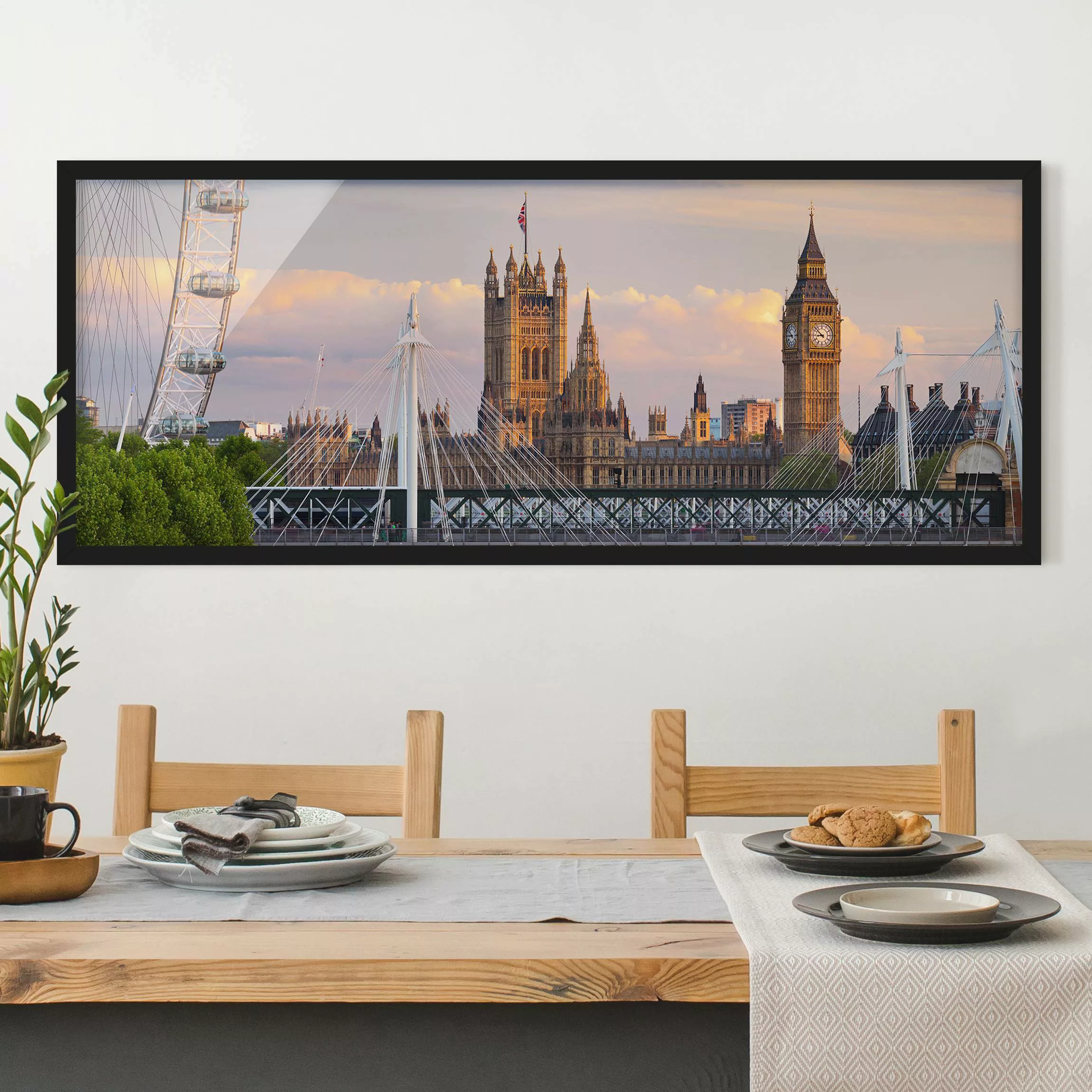 Bild mit Rahmen Architektur & Skyline - Panorama Westminster Palace London günstig online kaufen