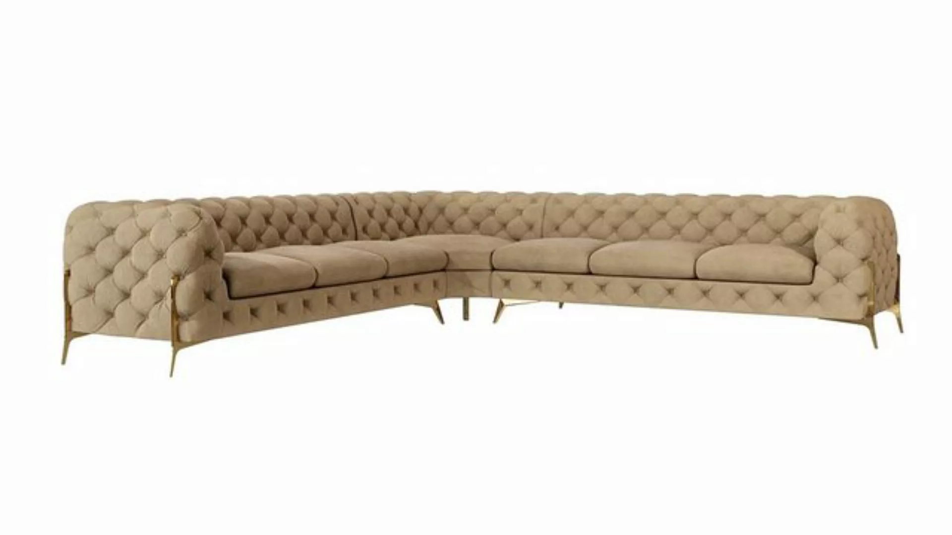 S-Style Möbel Ecksofa Chesterfield Ashley mit Goldene Metall Füßen, mit Wel günstig online kaufen