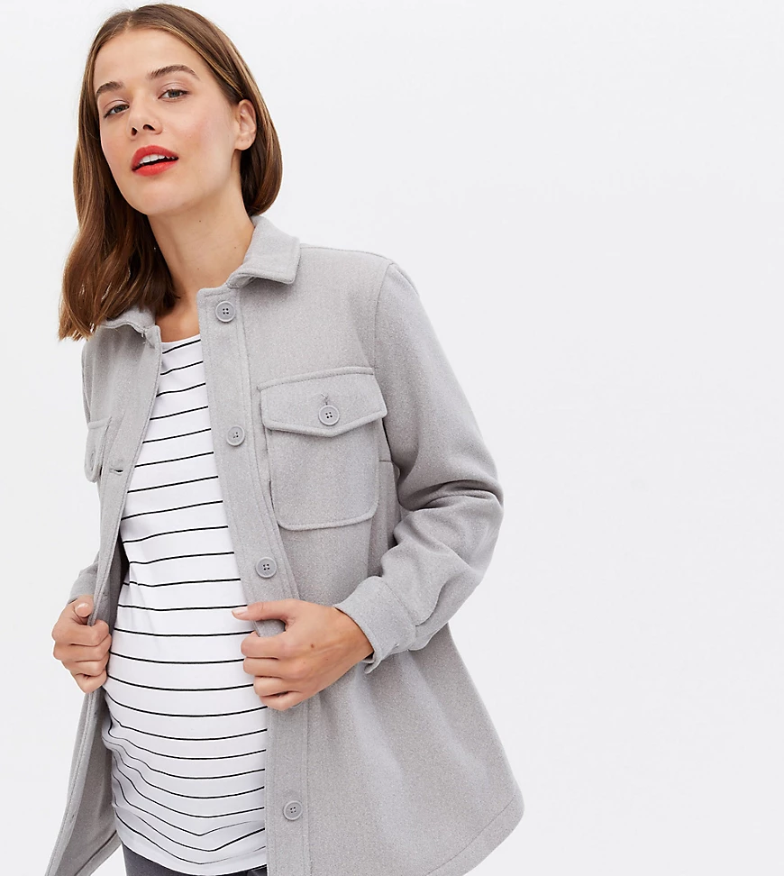 New Look Maternity – Hemdjacke in Hellgrau günstig online kaufen