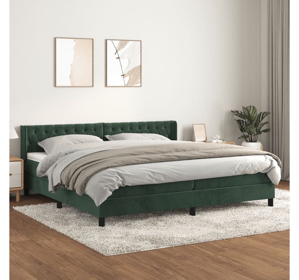 vidaXL Boxspringbett Boxspringbett mit Matratze Dunkelgrün 200x200 cm Samt günstig online kaufen