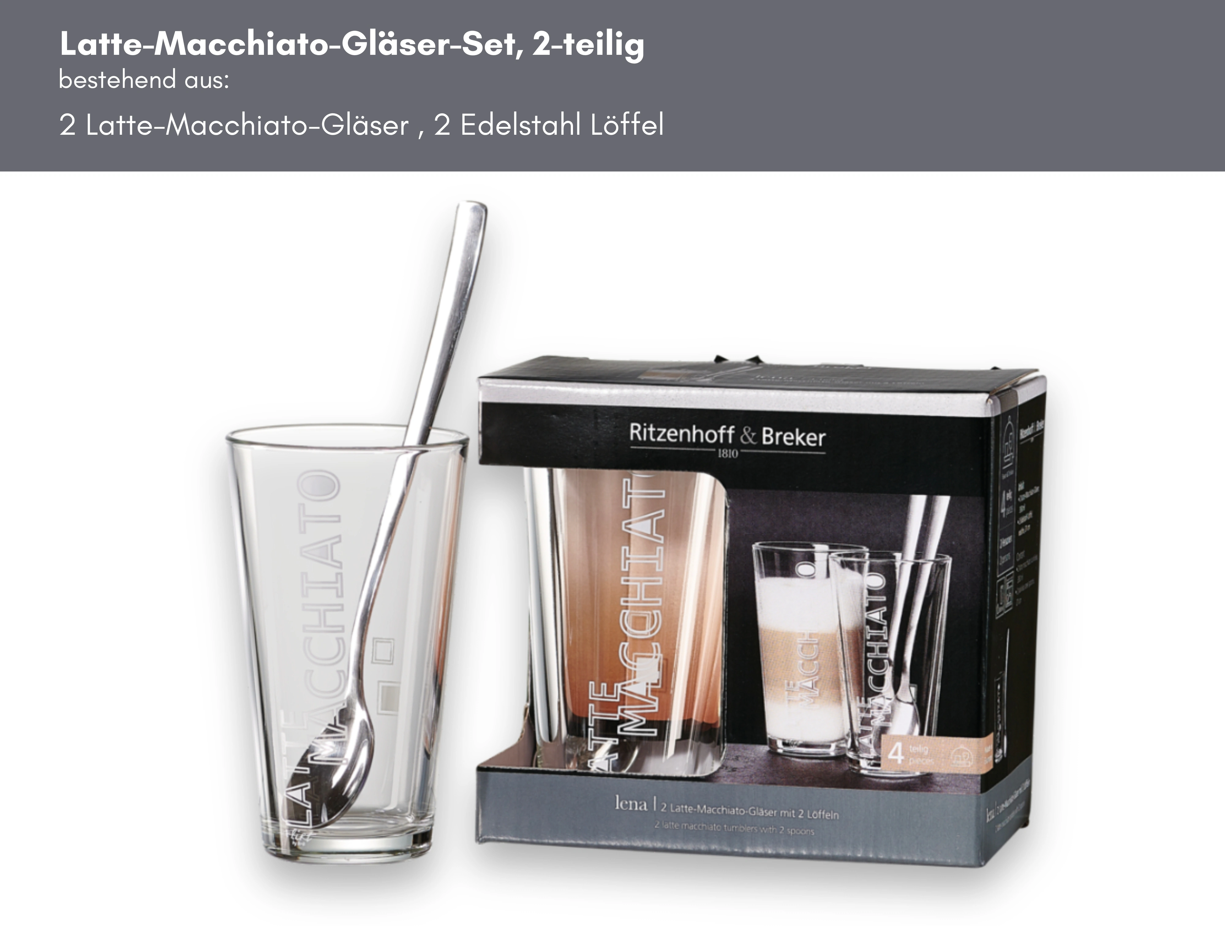 Ritzenhoff & Breker Latte-Macchiato-Glas »Lena«, (Set, 4 tlg.), 350 ml, 4-t günstig online kaufen