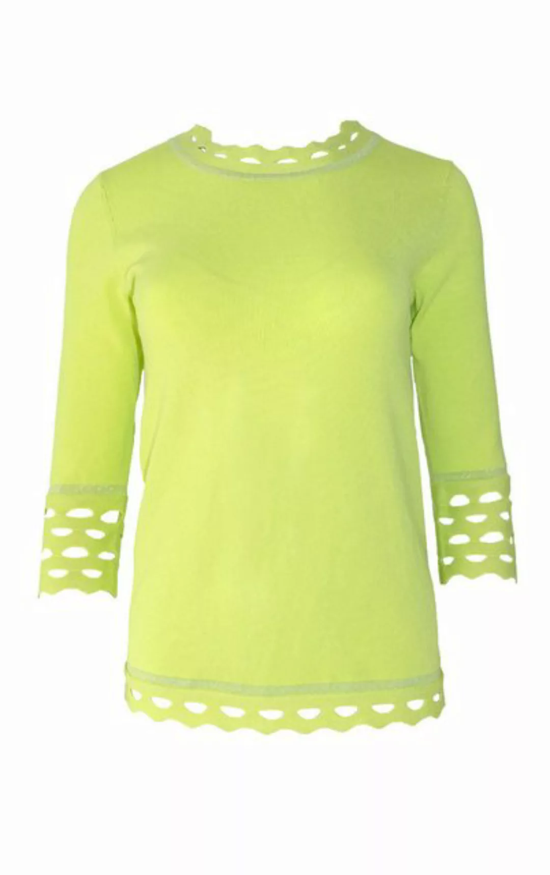 Passioni 3/4 Arm-Pullover Sommerpullover in Lime mit ausgestellten Cut Outs günstig online kaufen