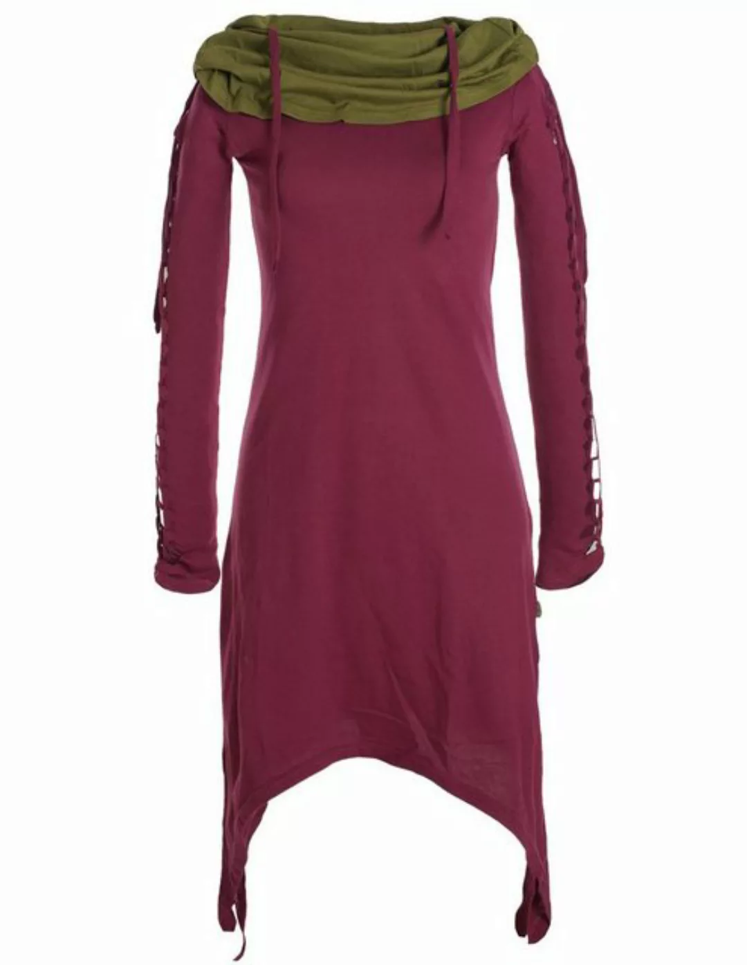 Vishes Zipfelkleid Zweifarbiges langarm Kleid aus Biobaumwolle mit Schalkra günstig online kaufen
