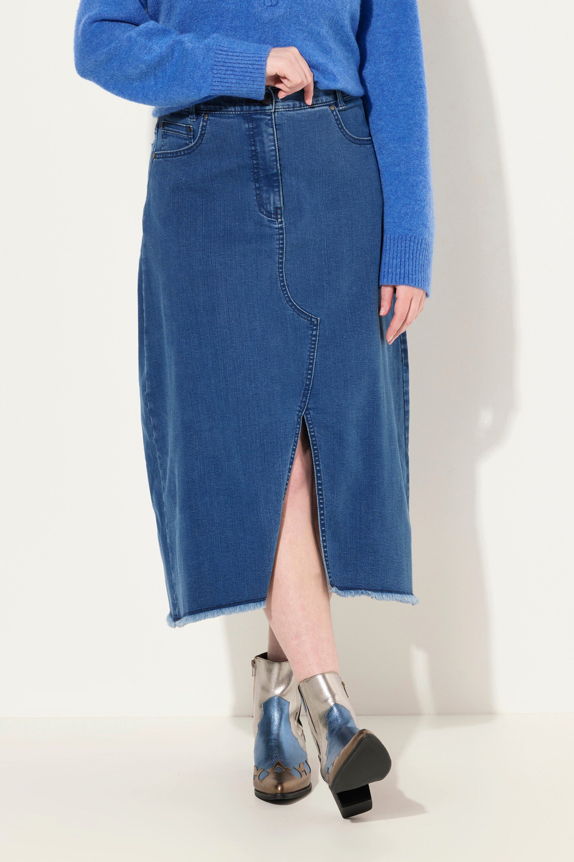 Ulla Popken Jeansrock Jeansrock Saumschlitz A-Linie günstig online kaufen