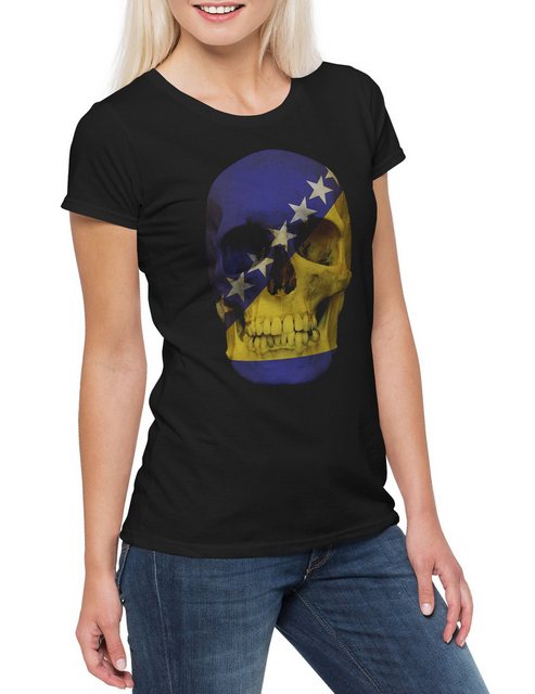 Urban Backwoods Print-Shirt Classic Bosnia Skull Flag Damen T-Shirt Totenko günstig online kaufen