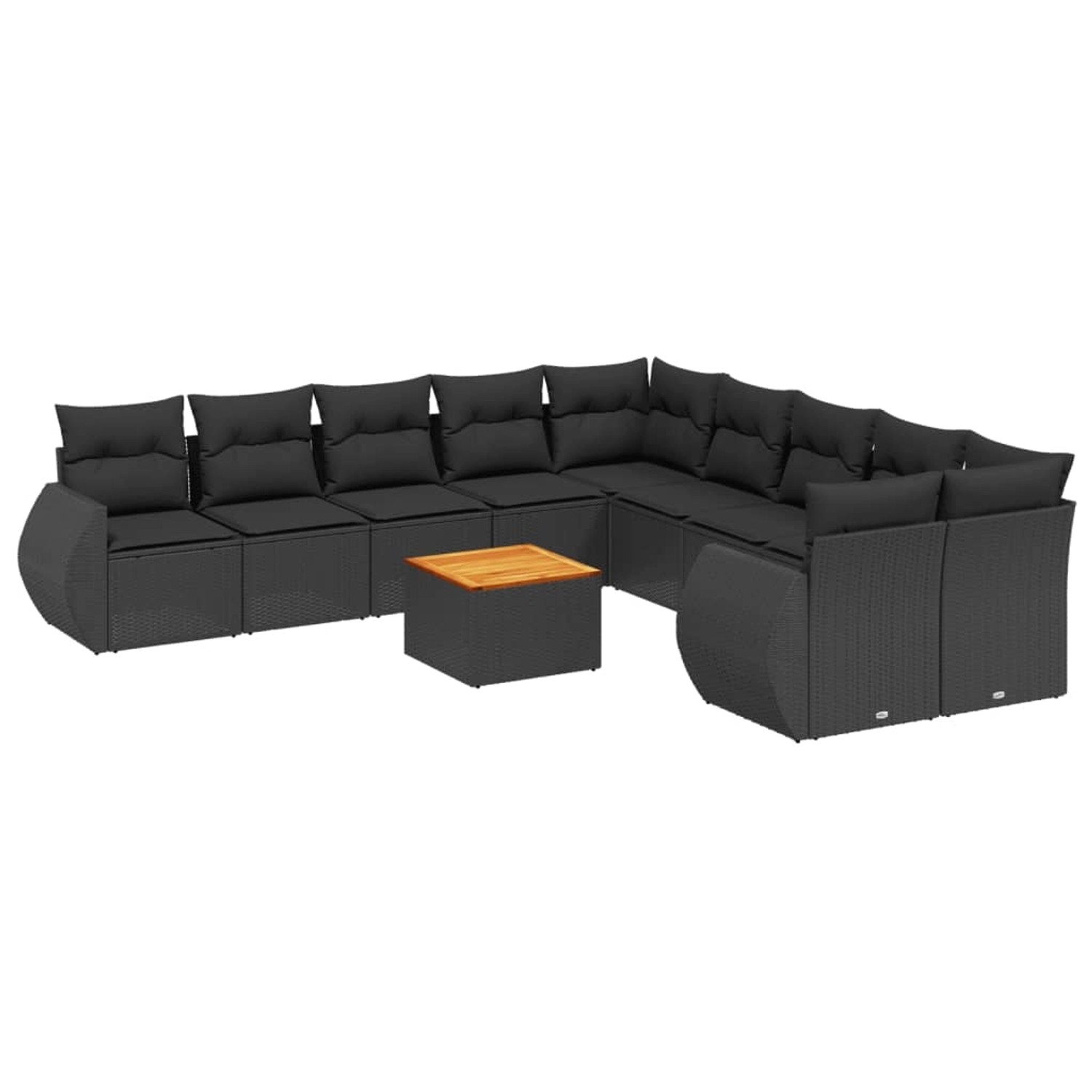 vidaXL 11-tlg Garten-Sofagarnitur mit Kissen Schwarz Poly Rattan Modell 70 günstig online kaufen