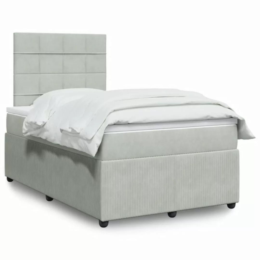 vidaXL Bettgestell Boxspringbett mit Matratze Hellgrau 120x200 cm Samt Bett günstig online kaufen