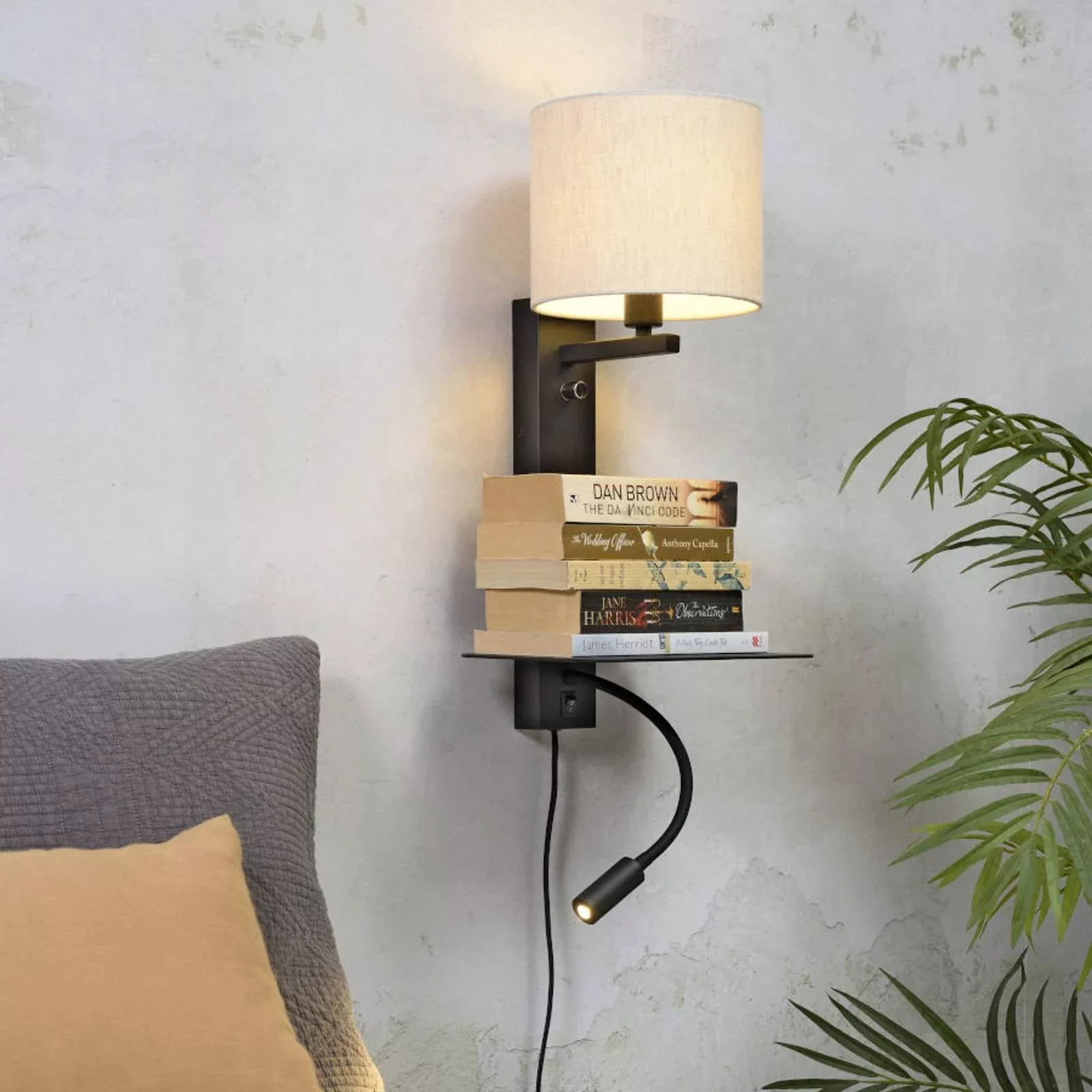 Wandleuchte mit Stromkabel Florence metall weiß / Lampenschirm Stoff - LED- günstig online kaufen