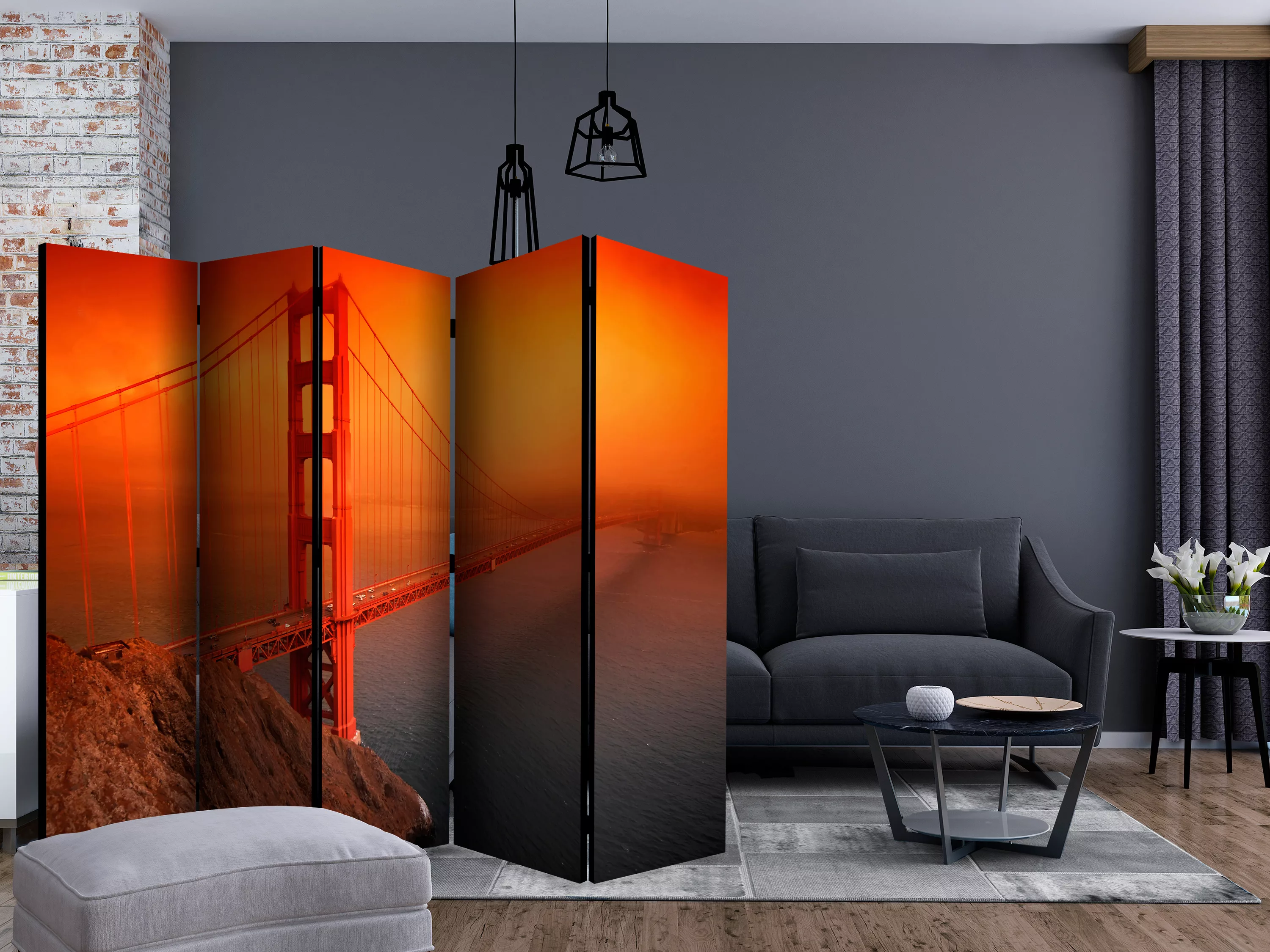 5-teiliges Paravent - Golden Gate Bridge Ii [room Dividers] günstig online kaufen