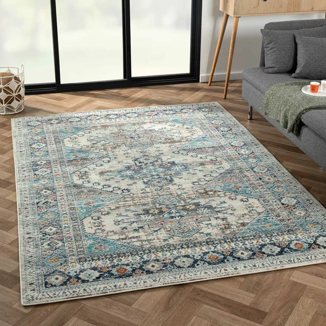 Orient Stil Vintage Teppich Mehrfarbig Kurzflor 170x240 cm günstig online kaufen