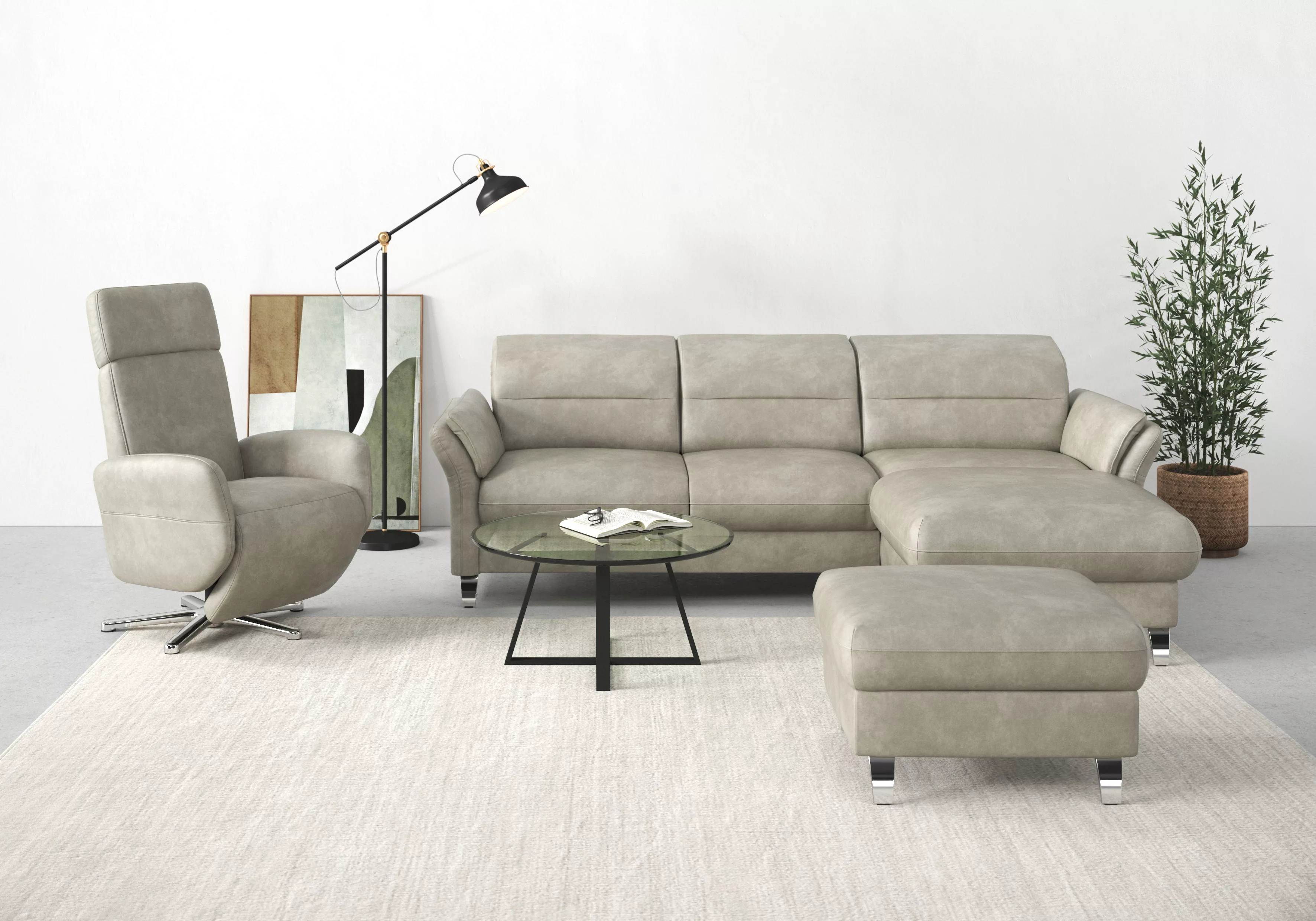 sit&more Ecksofa "Grenoble L-Form mit Federkern", wahlweise mit Bettfunktio günstig online kaufen