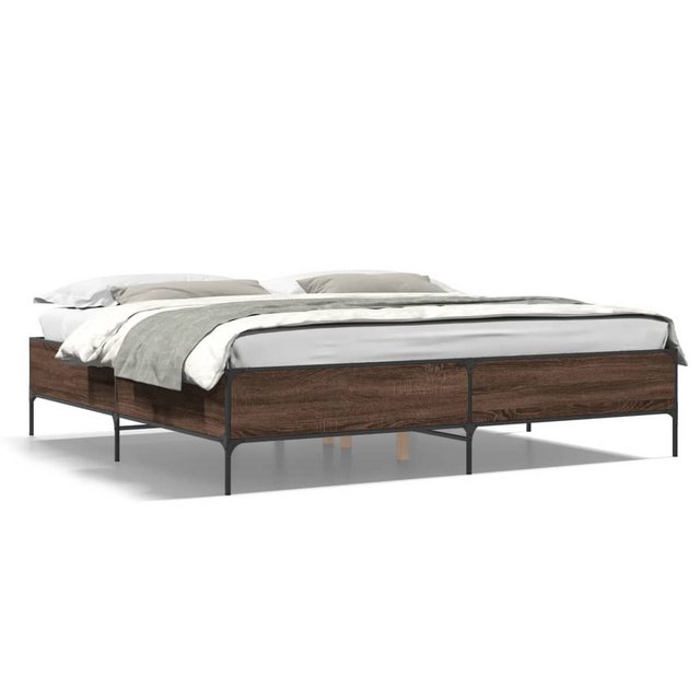 vidaXL Bett Bettgestell Braun Eichen-Optik 200x200 cm Holzwerkstoff Metall günstig online kaufen