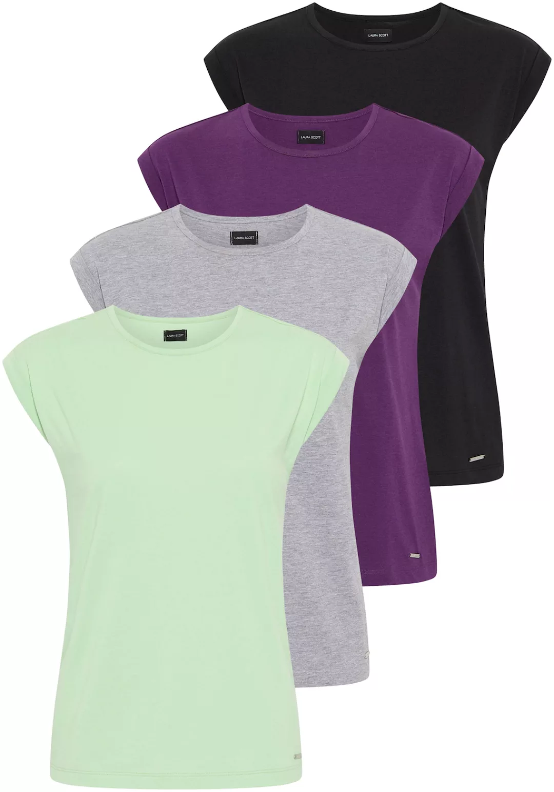 Laura Scott T-Shirt (Packung, 4-tlg., 4-er Pack) in modernen Farben - NEUE günstig online kaufen