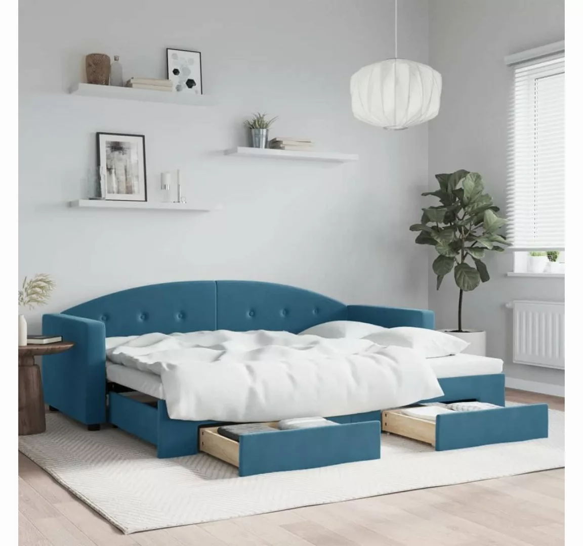 vidaXL Gästebett Gästebett Tagesbett Ausziehbar mit Schubladen Blau 80x200 günstig online kaufen