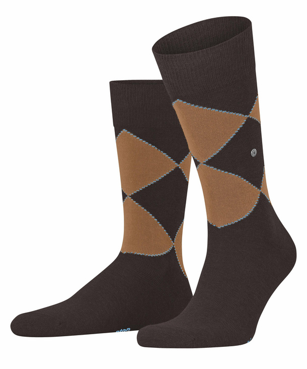 Burlington Kingston Herren Socken, 40-46, Braun, Argyle, Baumwolle (Bio), 2 günstig online kaufen