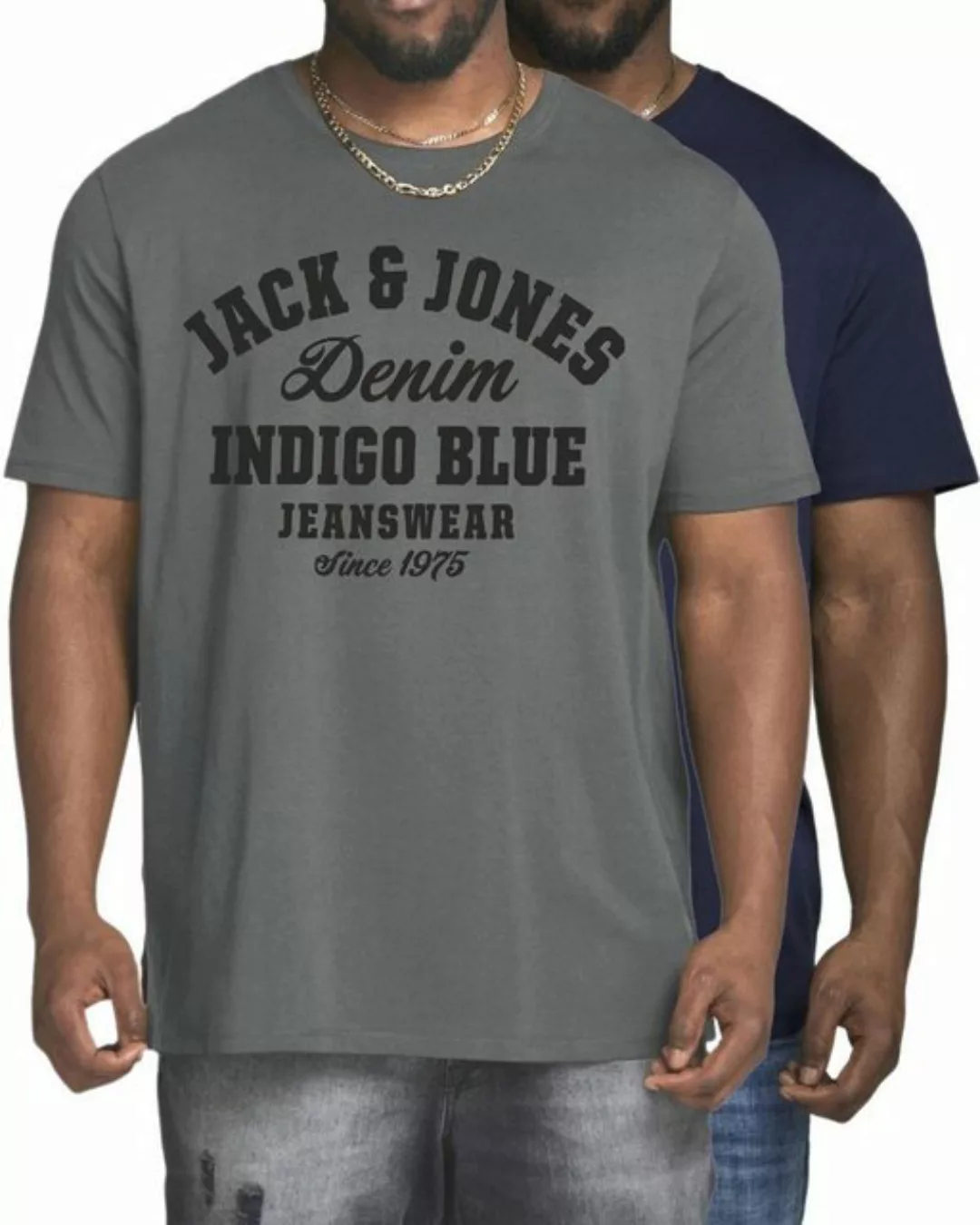 Jack & Jones Print-Shirt (2er-Pack) in Unifarben, aus Baumwolle günstig online kaufen