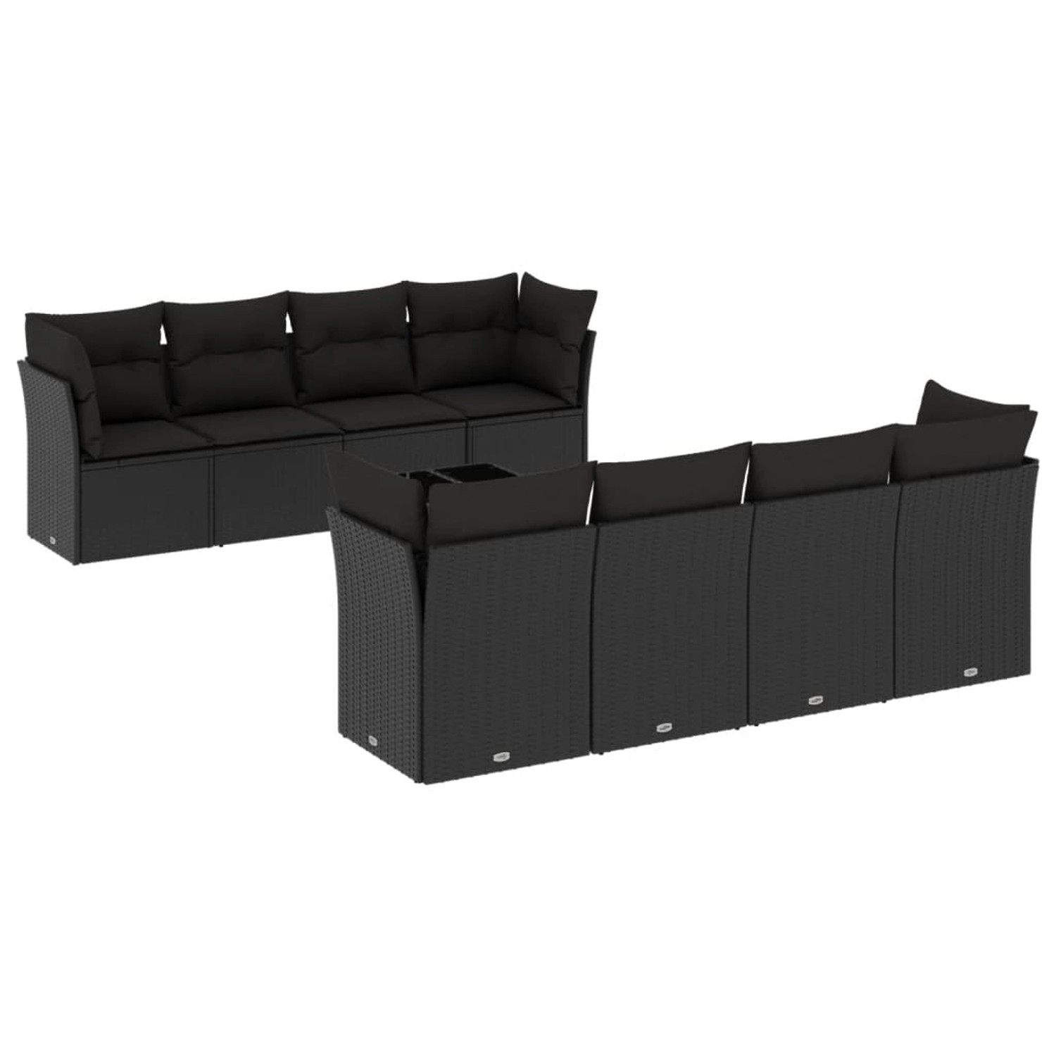vidaXL 9-Tlg Garten-Sofagarnitur mit Kissen Schwarz Poly Rattan 3249144 günstig online kaufen
