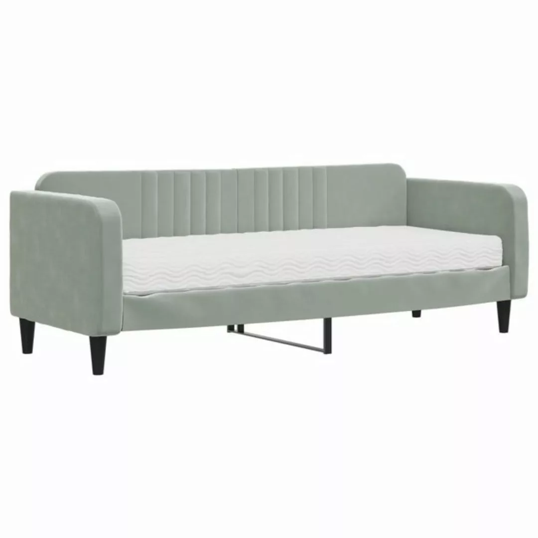 furnicato Bett Tagesbett mit Matratze Hellgrau 80x200 cm Samt günstig online kaufen