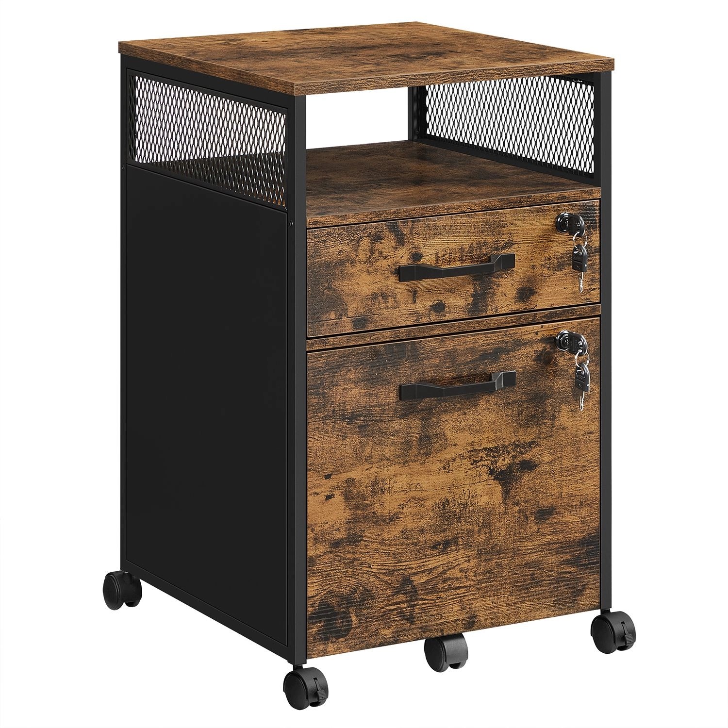 Vasagle Büroschrank Industriestil 42 cm x 44 cm x 69 cm Braun-Schwarz günstig online kaufen