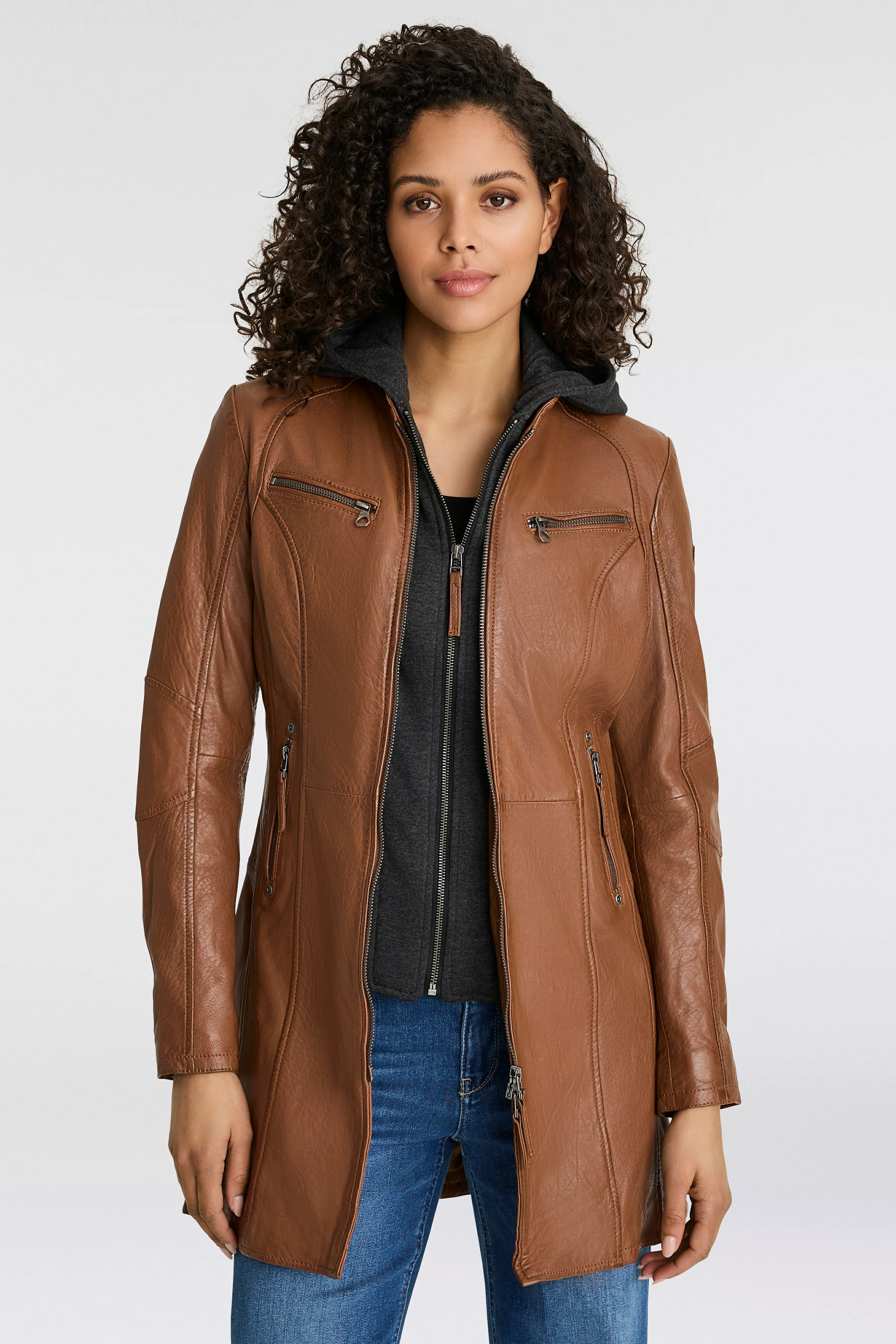 Mauritius Ledermantel "Bente", 2-in-1-Lederjacke mit abnehmbarem Kapuzen-In günstig online kaufen