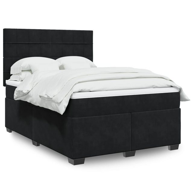 vidaXL Boxspringbett, Boxspringbett mit Matratze Schwarz 140x200 cm Samt günstig online kaufen