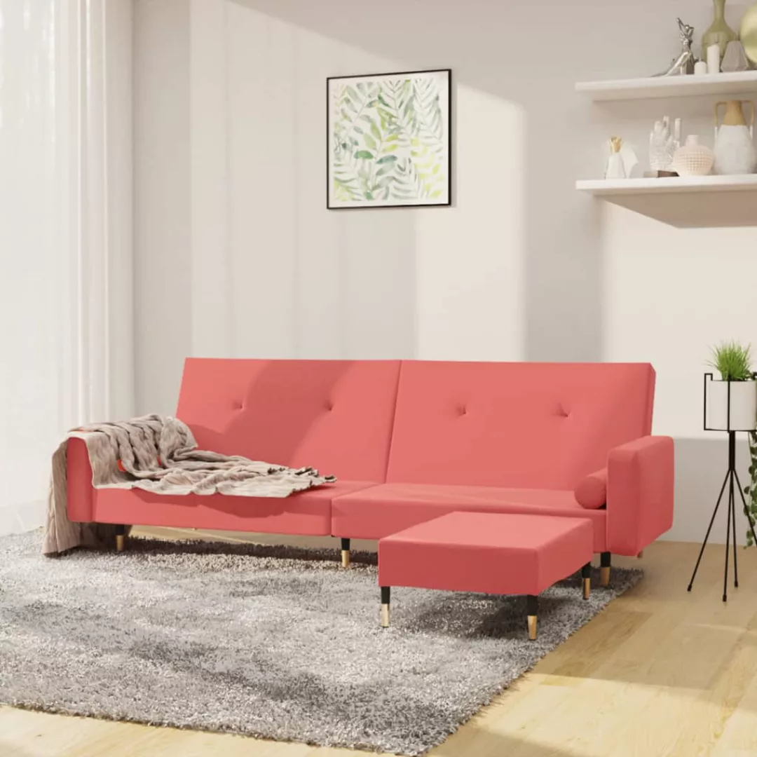 Vidaxl Schlafsofa 2-sitzer Mit Hocker Rosa Samt günstig online kaufen