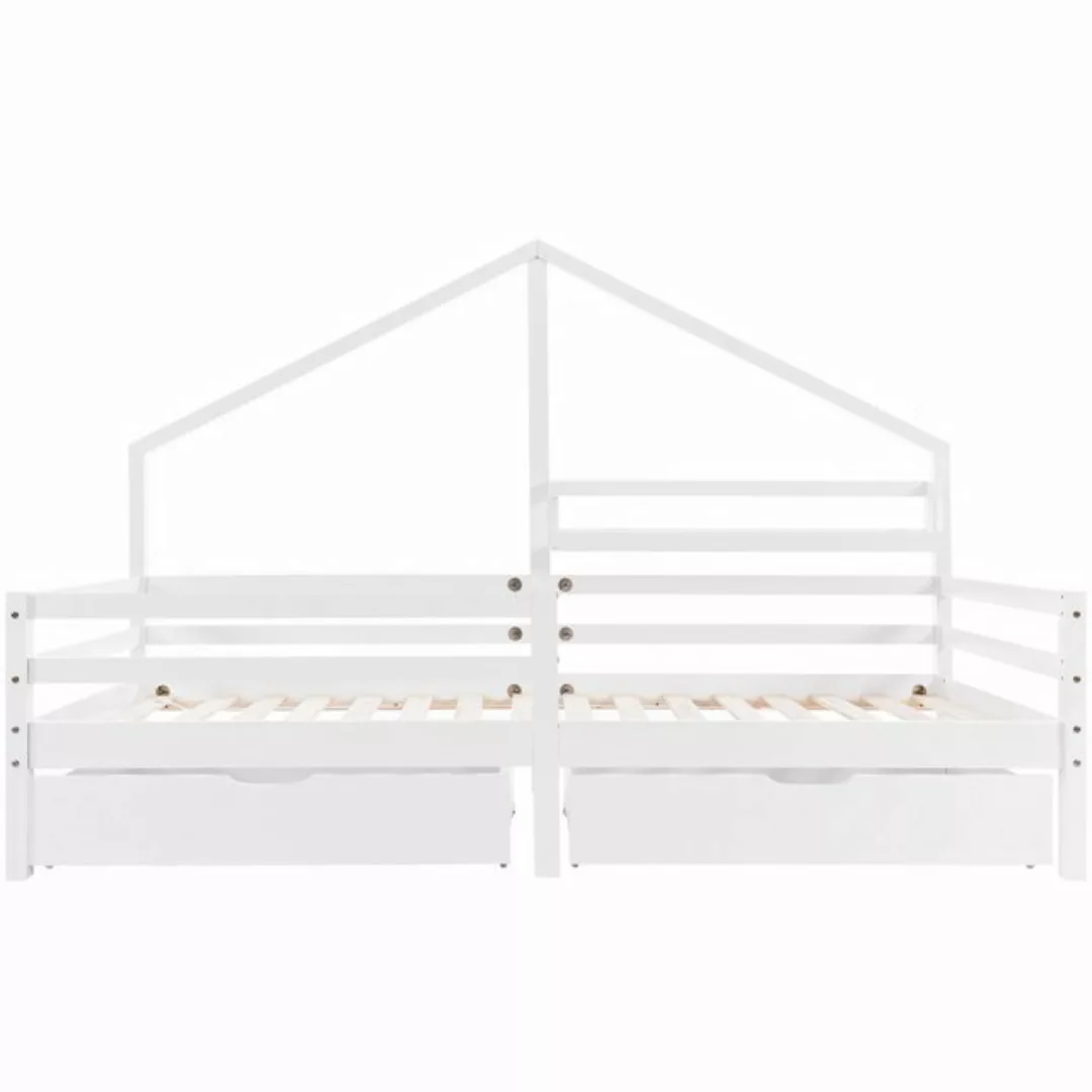 Rutaqian Hausbett Kinderbett 90x200cm, Kiefernholzbett, Einzelbett mit Latt günstig online kaufen