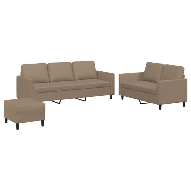 vidaXL Sofa 3-tlg. Sofagarnitur mit Kissen Cappuccino-Braun Kunstleder günstig online kaufen