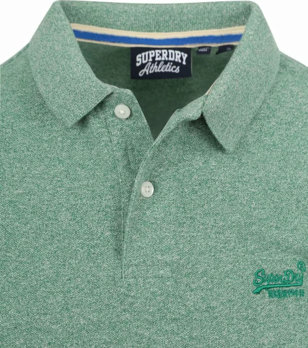 Superdry Piqué Poloshirt Melange Grün - Größe S günstig online kaufen