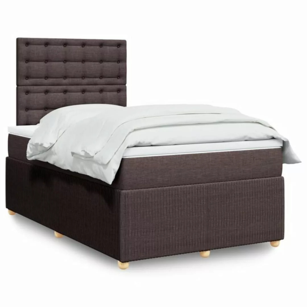 vidaXL Boxspringbett, Boxspringbett mit Matratze Dunkelbraun 120x190 cm Sto günstig online kaufen