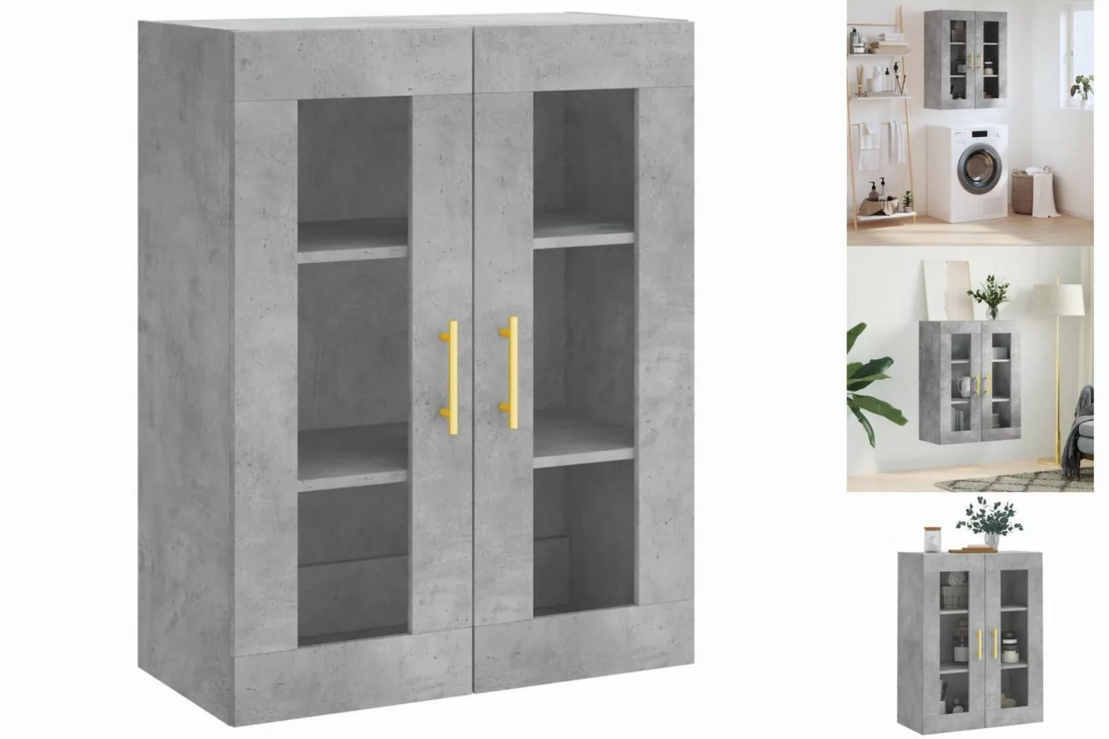 vidaXL Hängeschrank Wandschrank Betongrau 69,5x34x90 cm Glas Vitrine Hänges günstig online kaufen