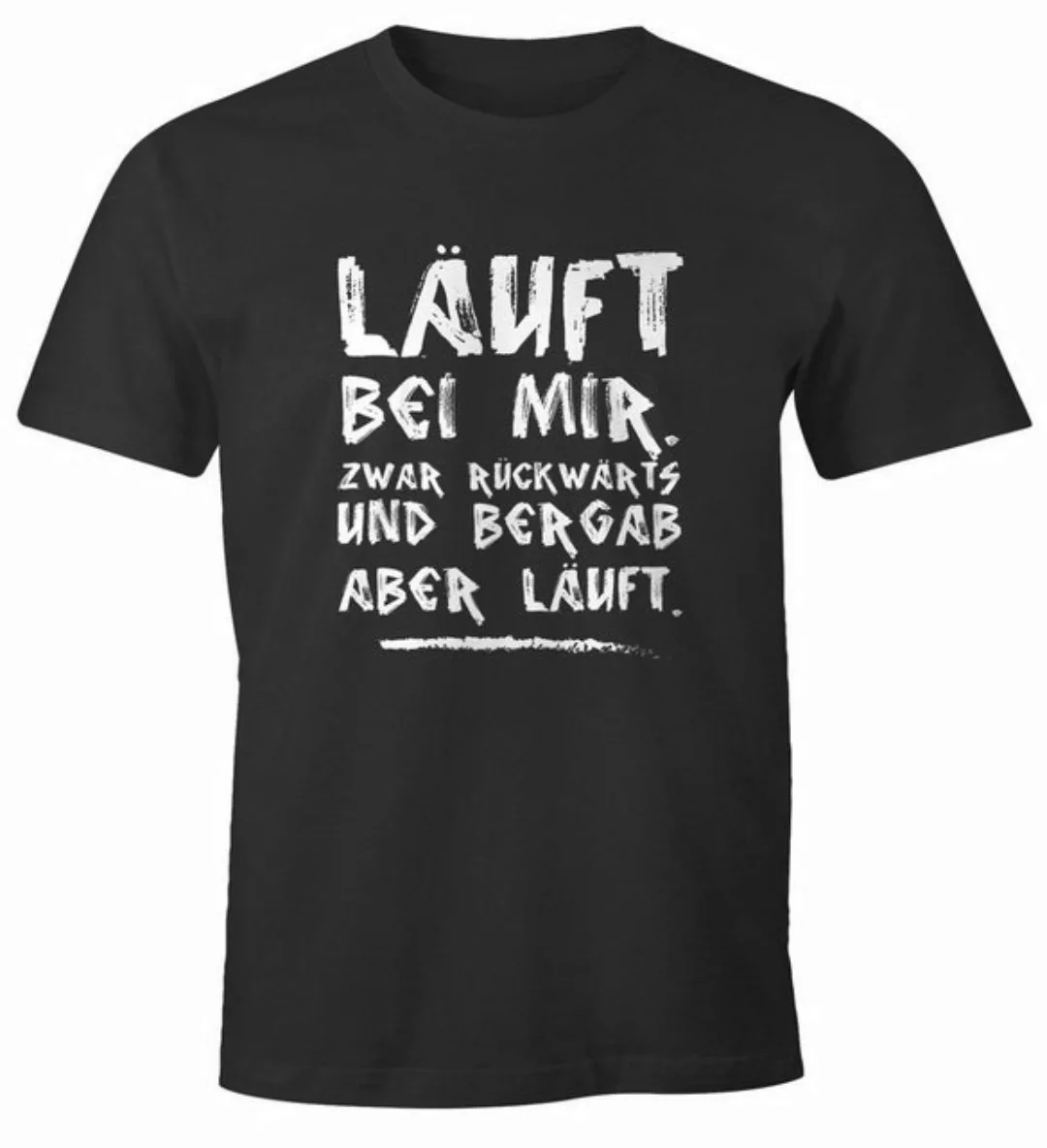 MoonWorks Print-Shirt Herren T-Shirt Spruch Läuft bei mir, zwar rückwärts u günstig online kaufen