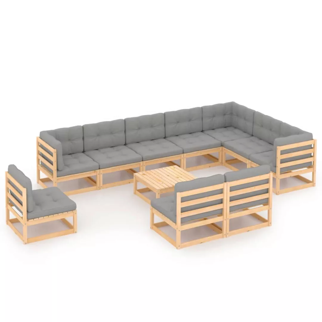 11-tlg. Garten-lounge-set Mit Kissen Kiefer Massivholz günstig online kaufen