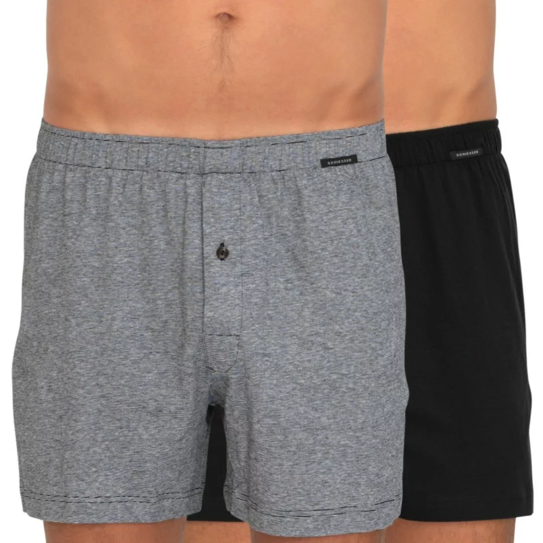 Schiesser 2-er Set Boxershorts Grau & Schwarz günstig online kaufen