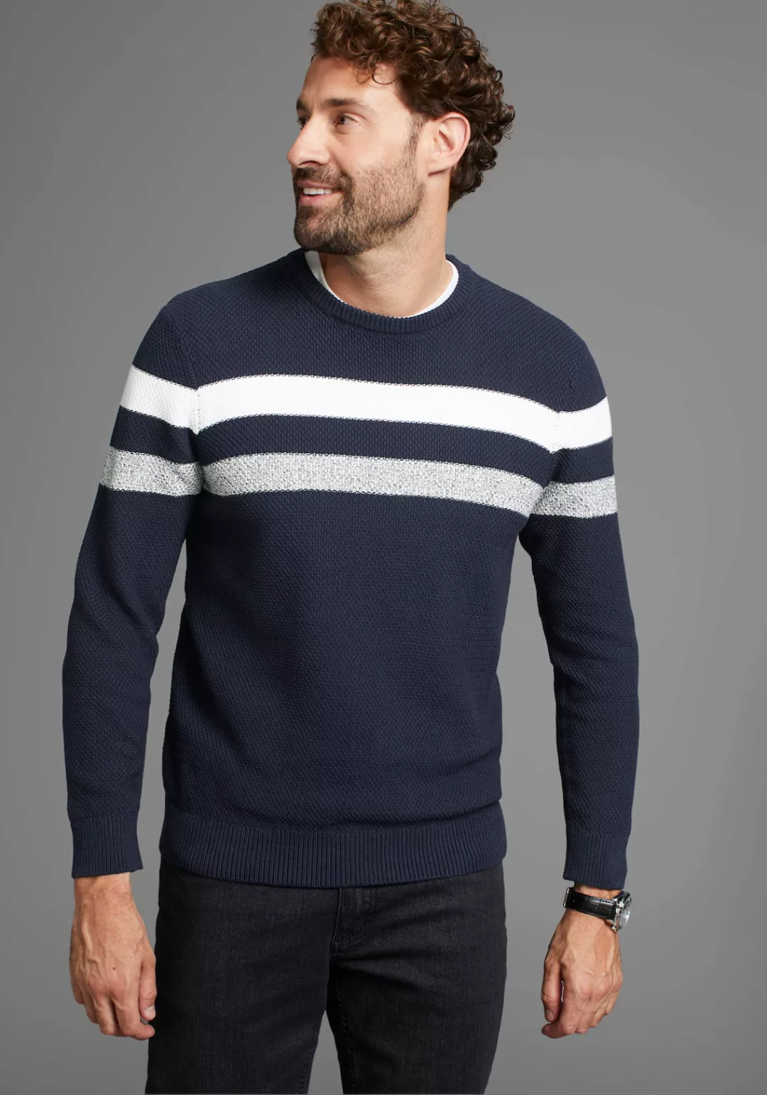 Mans World Strickpullover, in melierte Optik günstig online kaufen